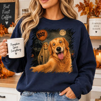Personalized Pet Halloween Sweatshirt, Custom Dog Ghost Selfie Crewneck, Funny Pet Photo Shirt, Spooky Dog Mom Gift, Halloween Gift