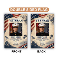 Personalized Veteran Garden Flag, 12x18 Double Sided Yard Flag, Patriotic Outdoor Decor, Custom Military Photo Tribute, Veterans Day Gift