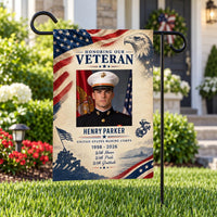 Personalized Veteran Garden Flag, 12x18 Double Sided Yard Flag, Patriotic Outdoor Decor, Custom Military Photo Tribute, Veterans Day Gift