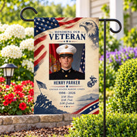 Personalized Veteran Garden Flag, 12x18 Double Sided Yard Flag, Patriotic Outdoor Decor, Custom Military Photo Tribute, Veterans Day Gift