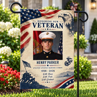 Personalized Veteran Garden Flag, 12x18 Double Sided Yard Flag, Patriotic Outdoor Decor, Custom Military Photo Tribute, Veterans Day Gift