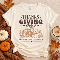 Personalized Thanksgiving Family Shirt, Custom Family Name Turkey Tee, Retro Thanksgiving Crew T-Shirt, Matching Fall Outfit, Holiday Gift