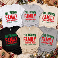 Custom Family Christmas Tee, Personalized Last Name Shirt, Matching Holiday Outfit, Christmas 2026 Crewneck Tee, Holiday Party Gift