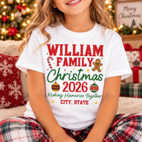 Personalized Family Christmas Shirt, Custom Last Name Holiday Tee, Matching Christmas Trip Shirt, City State 2026 Tee, Family Holiday Gift