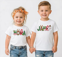 Personalized Christmas Name Shirt, Custom Family Holiday Tee, Festive Tee for Kids & Adults, Holiday Party Outfit, Family Christmas Gift