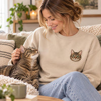 Custom Pet Portrait Embroidered Sweatshirt, Personalized Dog Cat Hoodie, Animal Lover Shirt, Cute Fur Mama Crewneck, Gift for Pet Lover
