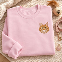 Custom Pet Portrait Embroidered Sweatshirt, Personalized Dog Cat Hoodie, Animal Lover Shirt, Cute Fur Mama Crewneck, Gift for Pet Lover