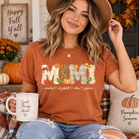 Personalized Fall Mom Graphic Shirt, Custom Kids Names Mama Tee, Autumn Pumpkin Floral T-Shirt, Thanksgiving Family Outfit, Gift for Mom