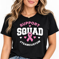 Personalized Breast Cancer Support Squad Shirt, Custom Team Name Tee, Pink Ribbon Awareness Shirt, Fundraiser Group Tee, Custom Team Gift