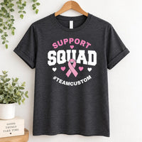 Personalized Breast Cancer Support Squad Shirt, Custom Team Name Tee, Pink Ribbon Awareness Shirt, Fundraiser Group Tee, Custom Team Gift
