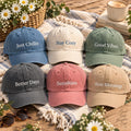 Personalized Positive Quote Embroidered Hat, Custom Text Name Cap, Bio Washed Cotton Cap, Minimalist Everyday Headwear, Gift for Her