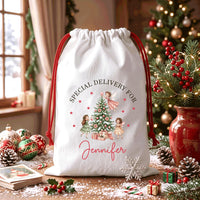 Personalized Fairy Santa Sack, Named Fairy Christmas Toy Sack, Kids Christmas Toy Sack, Large Drawstring Gift Bag, Kids Christmas Gift