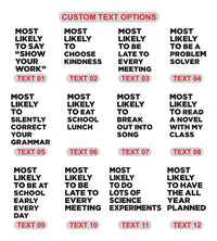 Personalized Most Likely Teacher Shirt, Custom School Superlative Tee, Cute Teacher Tee, Matching Faculty Outfit, Back to School Gift