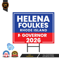 Helena Foulkes For Rhode Island Governor 2026 Yard Sign, Corrugated Governor Elections Race Red White & Blue Yard Sign with Metal H-Stake