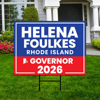 Helena Foulkes For Rhode Island Governor 2026 Yard Sign, Corrugated Governor Elections Race Red White & Blue Yard Sign with Metal H-Stake