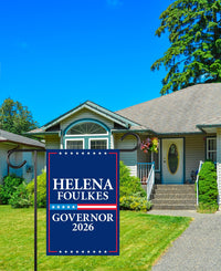 Helena Foulkes For Rhode Island Governor 2026 Garden Flag, Double Sided, 2026 Governor Flag, Elections Flag, Race Red White & Blue Flag