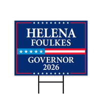 Helena Foulkes For Rhode Island Governor 2026 Yard Sign, Corrugated Governor Elections Race Red White & Blue Yard Sign with Metal H-Stake