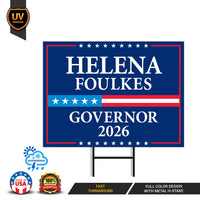 Helena Foulkes For Rhode Island Governor 2026 Yard Sign, Corrugated Governor Elections Race Red White & Blue Yard Sign with Metal H-Stake