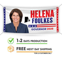 Helena Foulkes For Rhode Island U.S. Governor Banner Sign, 13 oz Waterproof US Governor Election 2026 Vinyl Banner With Metal Grommets