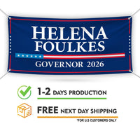Helena Foulkes For Rhode Island U.S. Governor Banner Sign, 13 oz Waterproof US Governor Election 2026 Vinyl Banner With Metal Grommets