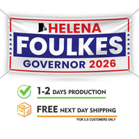 Helena Foulkes For Rhode Island U.S. Governor Banner Sign, 13 oz Waterproof US Governor Election 2026 Vinyl Banner With Metal Grommets