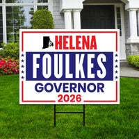 Helena Foulkes For Rhode Island Governor 2026 Yard Sign, Corrugated Governor Elections Race Red White & Blue Yard Sign with Metal H-Stake