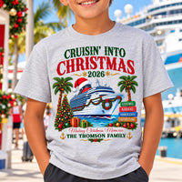 Personalized Christmas Cruise Family Shirt, Custom Vacation Tee, Cruisin' Into Christmas 2026, Matching Family Outfit, Cruise Trip Gift