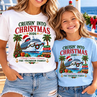 Personalized Christmas Cruise Family Shirt, Custom Vacation Tee, Cruisin' Into Christmas 2026, Matching Family Outfit, Cruise Trip Gift