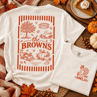 Personalized Thanksgiving Family Shirt, Custom Front Turkey Name Tee, Holiday Tee, Family Dinner Outfit, Holiday Gift, Front Back