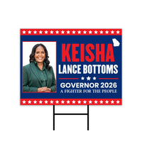 Keisha Lance Bottoms For Georgia Governor 2026 Yard Sign, Corrugated Governor Elections Race Red White & Blue Yard Sign with Metal H-Stake