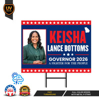Keisha Lance Bottoms For Georgia Governor 2026 Yard Sign, Corrugated Governor Elections Race Red White & Blue Yard Sign with Metal H-Stake
