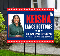 Keisha Lance Bottoms For Georgia Governor 2026 Yard Sign, Corrugated Governor Elections Race Red White & Blue Yard Sign with Metal H-Stake