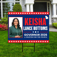 Keisha Lance Bottoms For Georgia Governor 2026 Yard Sign, Corrugated Governor Elections Race Red White & Blue Yard Sign with Metal H-Stake