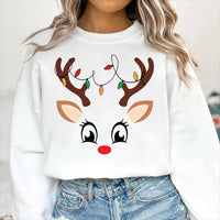 Custom Reindeer Face Christmas Shirt, Family Holiday Tee, Cute Reindeer T-Shirt, Matching Family Xmas Outfit, Holiday Gift for Family