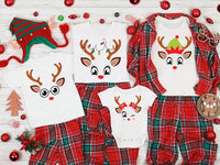 Custom Reindeer Face Christmas Shirt, Family Holiday Tee, Cute Reindeer T-Shirt, Matching Family Xmas Outfit, Holiday Gift for Family
