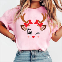 Custom Reindeer Face Christmas Shirt, Family Holiday Tee, Cute Reindeer T-Shirt, Matching Family Xmas Outfit, Holiday Gift for Family