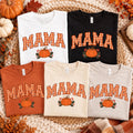 Custom Gingham Mama Shirt, Personalized Pumpkin Mom Graphic Tee, Retro Mama Fall T Shirt, Cute Thanksgiving Autumn Outfit, Gift for Mom