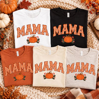 Custom Gingham Mama Shirt, Personalized Pumpkin Mom Graphic Tee, Retro Mama Fall T Shirt, Cute Thanksgiving Autumn Outfit, Gift for Mom