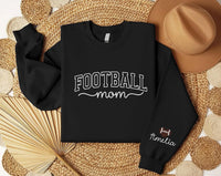 Football Mom Embroidered Sweatshirt, Custom Name Sleeve Hoodie, Personalized Game Day Shirt, Team Spirit Crewneck, Football Mom Gift