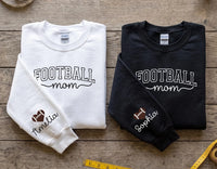 Football Mom Embroidered Sweatshirt, Custom Name Sleeve Hoodie, Personalized Game Day Shirt, Team Spirit Crewneck, Football Mom Gift