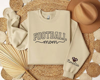 Football Mom Embroidered Sweatshirt, Custom Name Sleeve Hoodie, Personalized Game Day Shirt, Team Spirit Crewneck, Football Mom Gift