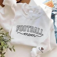 Football Mom Embroidered Sweatshirt, Custom Name Sleeve Hoodie, Personalized Game Day Shirt, Team Spirit Crewneck, Football Mom Gift