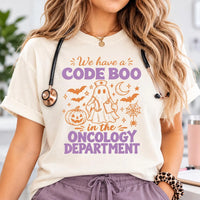 Oncology Nurse Halloween Shirt, Code Boo Ghost Tee, Funny Cancer Care Halloween Top, Spooky Hospital Shift Shirt, Gift for Oncology Nurse