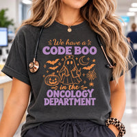 Oncology Nurse Halloween Shirt, Code Boo Ghost Tee, Funny Cancer Care Halloween Top, Spooky Hospital Shift Shirt, Gift for Oncology Nurse