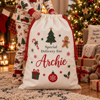 Personalized Santa Sack, Special Delivery Christmas Toy Sack with Name, Large Kids Gift Bag, Kids Christmas Toy Sack, Named Christmas Gift
