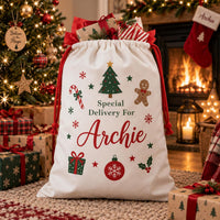 Personalized Santa Sack, Special Delivery Christmas Toy Sack with Name, Large Kids Gift Bag, Kids Christmas Toy Sack, Named Christmas Gift