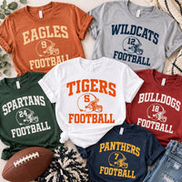 Personalized Football Spirit Shirt, Custom Mascot Name Number Tee, Varsity Game Day T-Shirt, School Spirit Fan Top, Custom Team Gift