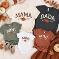 Personalized Mama Dada Mini Family Shirts, Custom Pumpkin Matching Tees, Fall Parent Outfit, New Parents Gift, Custom Fall Family Gift