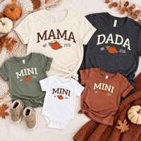 Personalized Mama Dada Mini Family Shirts, Custom Pumpkin Matching Tees, Fall Parent Outfit, New Parents Gift, Custom Fall Family Gift