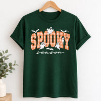 Custom Spooky Season Gingham Shirt, Halloween Ghost Graphic Tee, Choose Your Gingham Color, Cute Fall T-Shirt, Halloween Gift for Her
